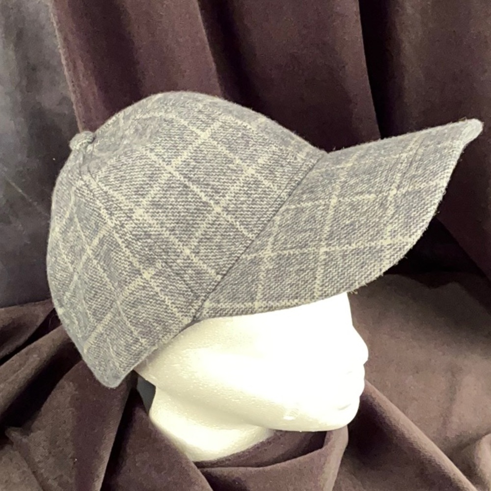 Blue and Gray Baseball Hat with Wool Texture